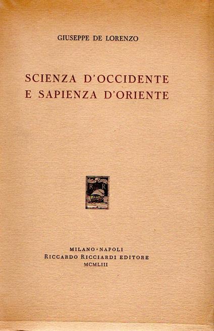 Scienza d'occidente e sapienza d'oriente - copertina
