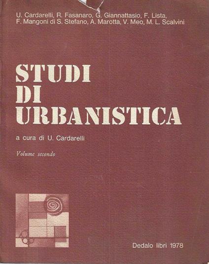 Studi di urbanistica. Volume secondo - copertina