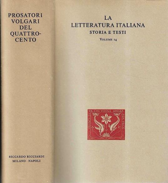 Prosatori Volgari del Quattrocento (La Letteratura Italiana - Storia e Testi - Vol. 14) - copertina