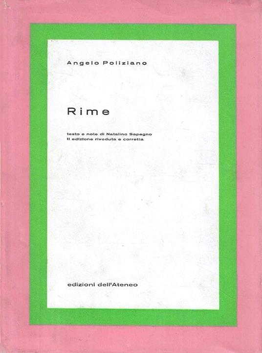 Rime - Angelo Poliziano - copertina