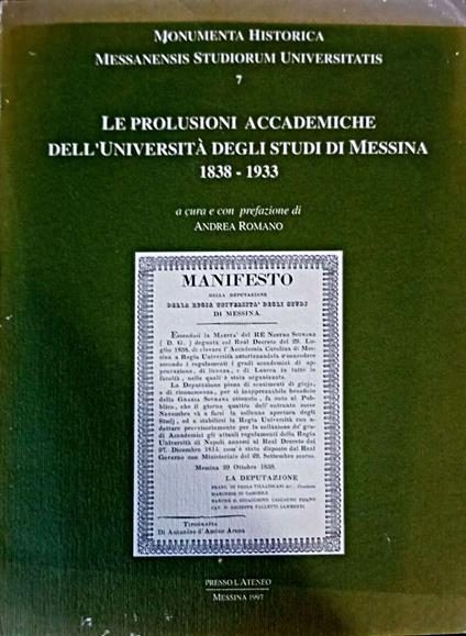 Le prolusioni accademiche dell'Università degli Studi di Messina. 1838-1933 - Andrea Romano - copertina