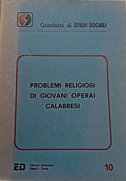Problemi religiosi di giovani operai calabresi - copertina