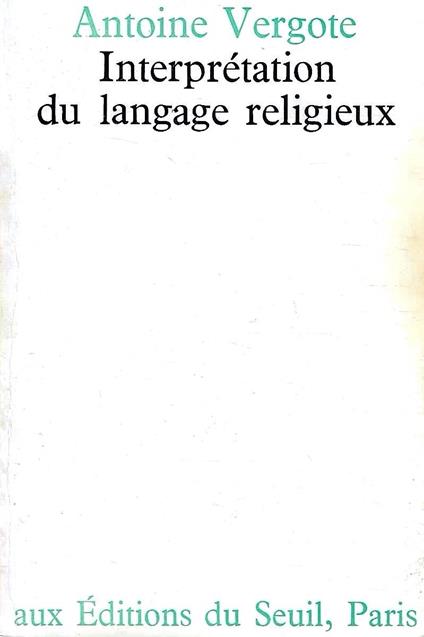 Interprétation du langage religeux - copertina
