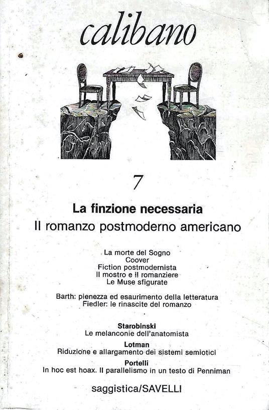 Il romanzo postmoderno americano. La finzione necessaria (rivista Calibano, n.7) - copertina