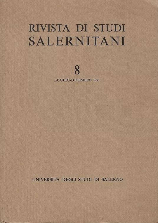 Rivista Di Studi Salernitani N.8, Luglio-Dicembre 1971 - copertina