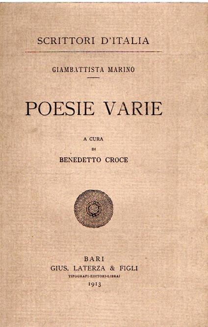 Poesie varie - Giambattista Marino - copertina