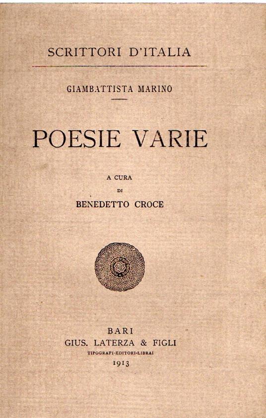 Poesie varie - Giambattista Marino - copertina