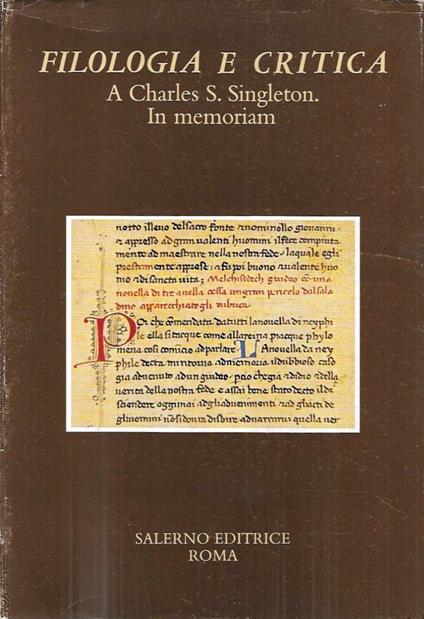 A Charles S. Singleton. In memoriam (Rivista "Filologia e Critica" - Anno XX, fasc. II-III, maggio-dicembre 1995) - copertina