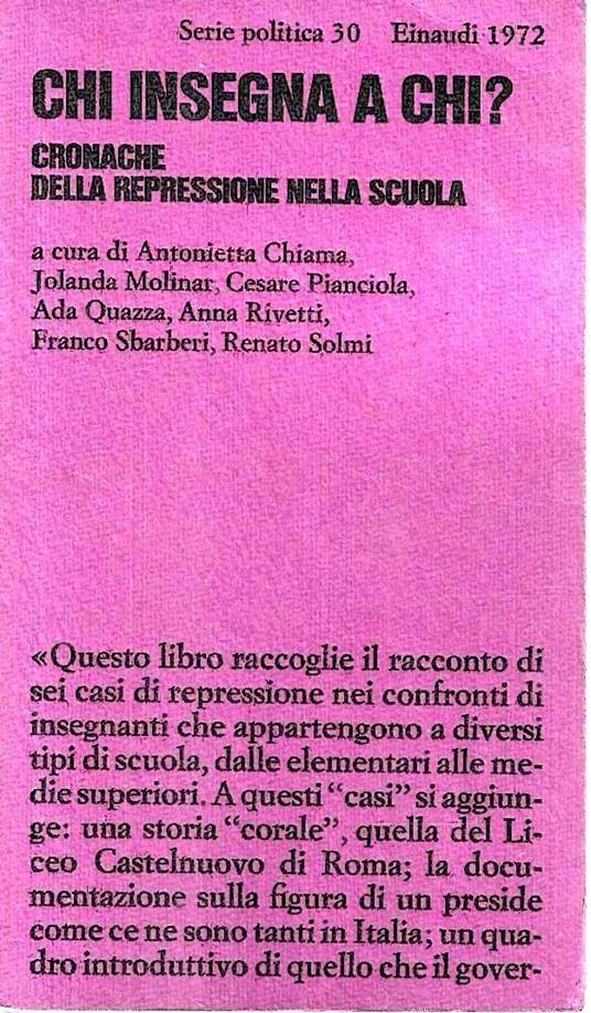 Chi insegna a chi ? Cronache della repressione nella scuola - copertina