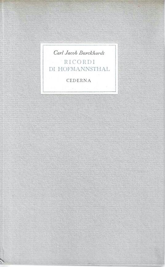 Ricordi di Hofmannsthal - copertina