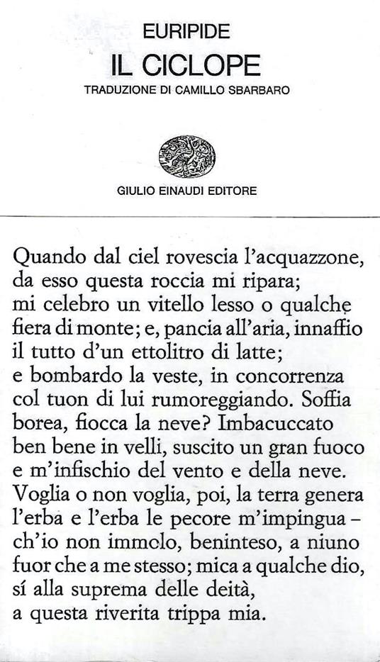 Il Ciclope - Euripide - copertina