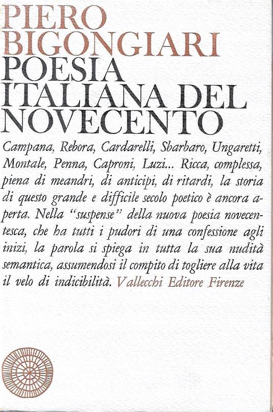 Poesia italiana del Novecento - Piero Bigongiari - copertina