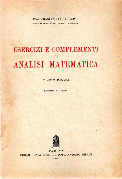 Esercizi e complementi di analisi matematica (prima parte) - copertina