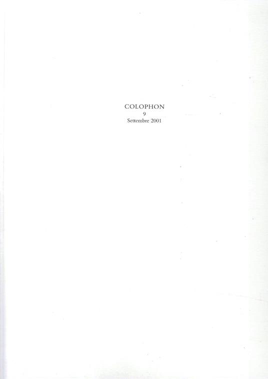 Colophon. Quadrimestrale di libri d'artista e di bei libri n. 9, Settembre 2001 - copertina