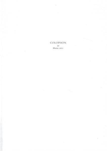 Colophon. Quadrimestrale di libri d'artista e di bei libri n. 33, Marzo 2011 - copertina