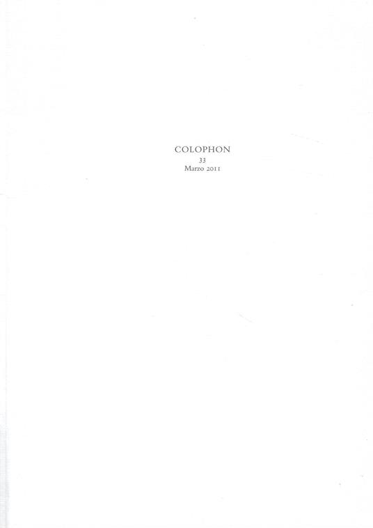 Colophon. Quadrimestrale di libri d'artista e di bei libri n. 33, Marzo 2011 - copertina