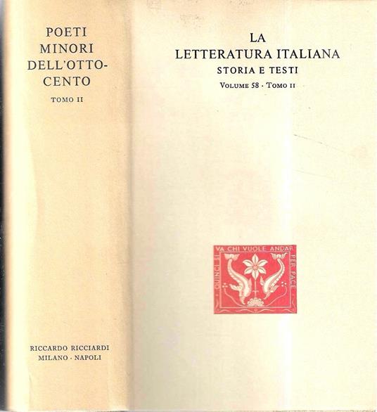 Poeti minori dell'Ottocento - Tomo II ("La Letteratura Italiana - Storia e Testi" Vol. 58 - Tomo II ) - copertina