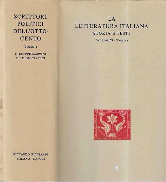 Scrittori politici dell'Ottocento - Tomo I - Giuseppe Mazzini e i democratici ("La Letteratura Italiana - Storia e Testi" Vol. 69 - Tomo I ) - copertina