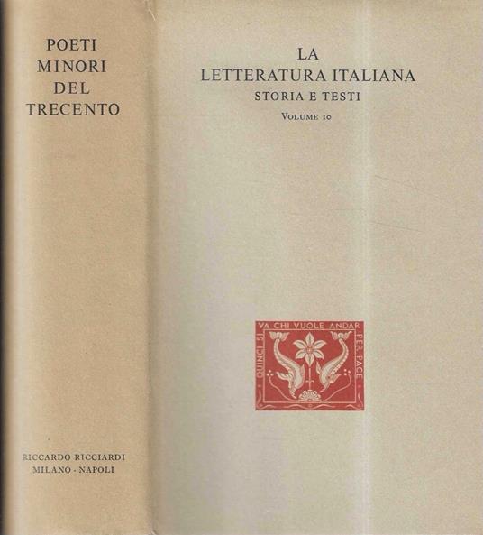 Poeti minori del Trecento ("La Letteratura Italiana - Storia e Testi" Vol. 10) - copertina