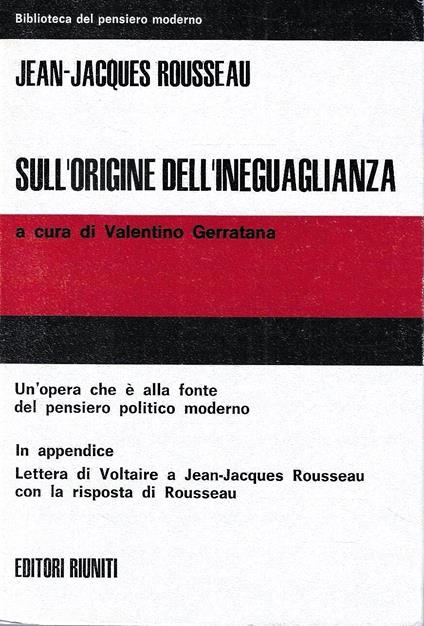Discorso sull'origine e i fondamenti dell'ineguaglianza tra gli uomini - Jean-Jacques Rousseau - copertina