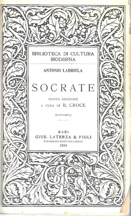 Socrate (Collana "Biblioteca di Cultura Moderna") - Antonio Labriola - copertina