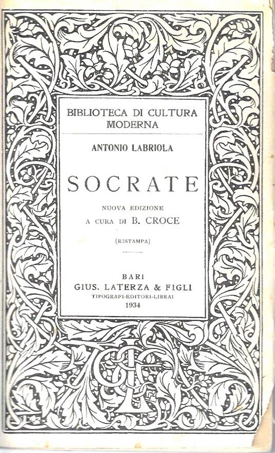 Socrate (Collana "Biblioteca di Cultura Moderna") - Antonio Labriola - copertina