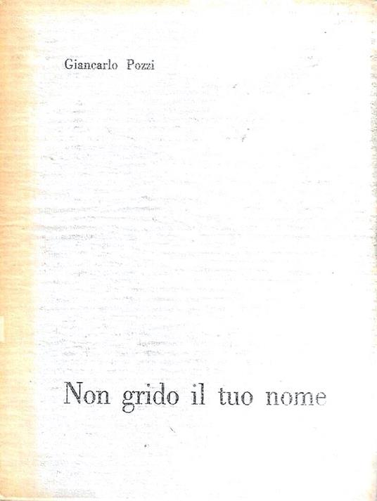 Autografato ! Non grido il tuo nome - Giancarlo Pozzi - copertina