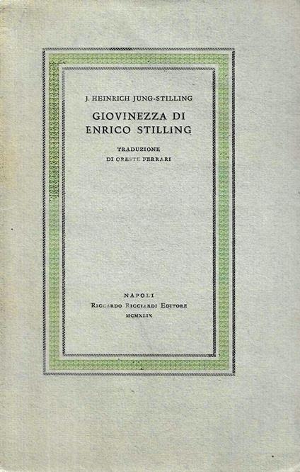 Giovinezza di Enrico Stilling - copertina