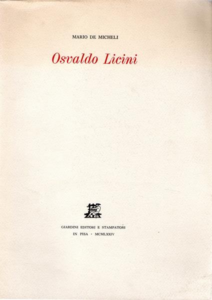 Osvaldo Licini - Mario De Micheli - copertina