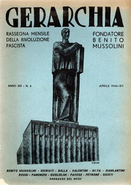 Gerarchia : Rassegna mensile della rivoluzione fascista (Anno XIV - N 4 Aprile 1934 - XII) - copertina