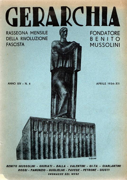 Gerarchia : Rassegna mensile della rivoluzione fascista (Anno XIV - N 4 Aprile 1934 - XII) - copertina
