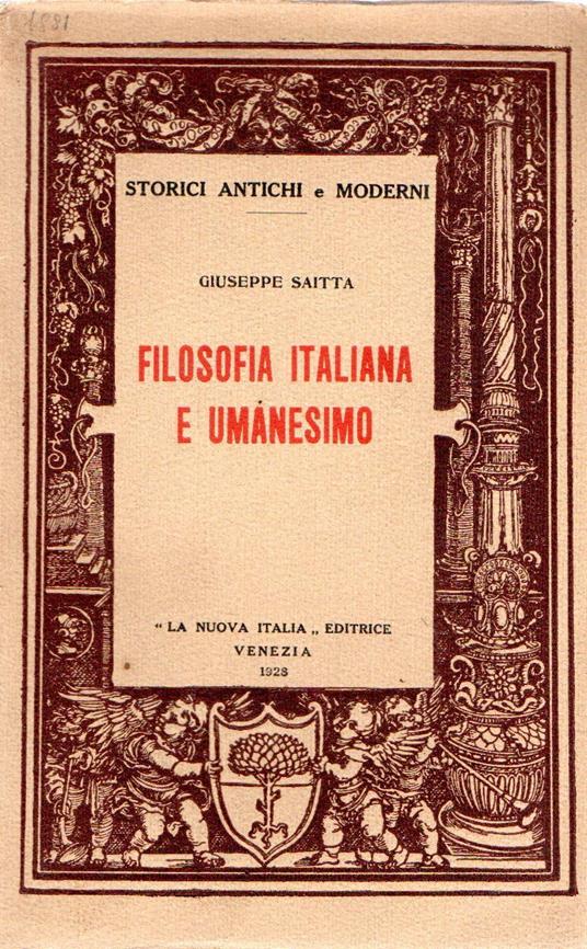 Filosofia italiana e Umanesimo - Giuseppe Saitta - copertina