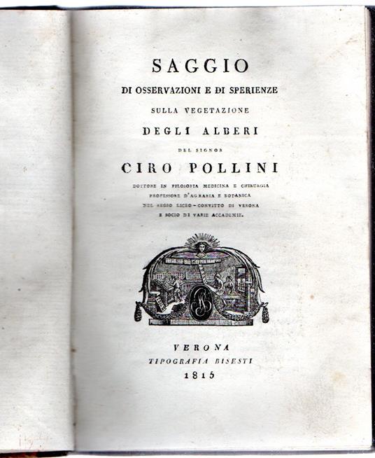 Saggio di osservazioni e di speranze sulla vegetazione degli alberi - Ciro Pollini - copertina