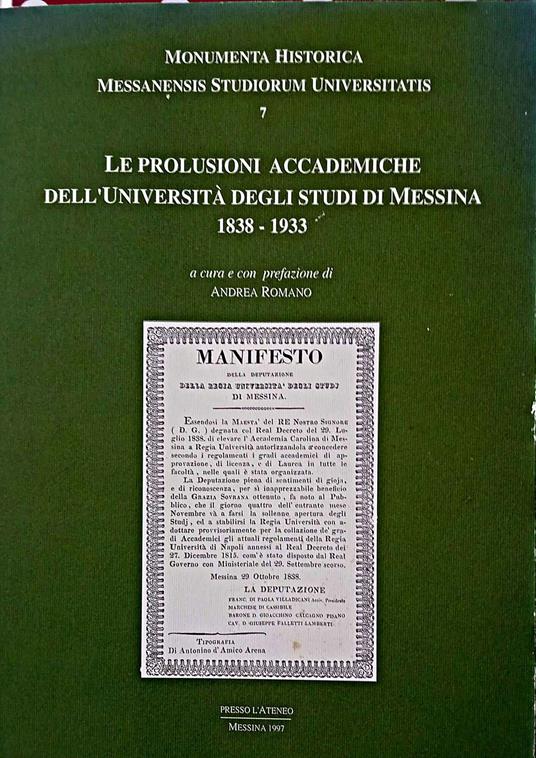 Le prolusioni accademiche dell'Università degli Studi di Messina. 1838-1933 - II (1909 - 1933) - Andrea Romano - copertina