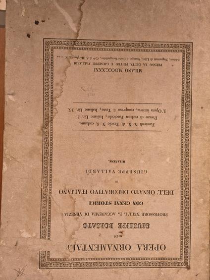 Opera ornamentale di Giuseppe Borsato, professore nell'I.R. Accademia di Venezia con cenni storici dell'ornato decorativo italiano di Giuseppe Vallardi milanese - Giuseppe Vallardi - copertina