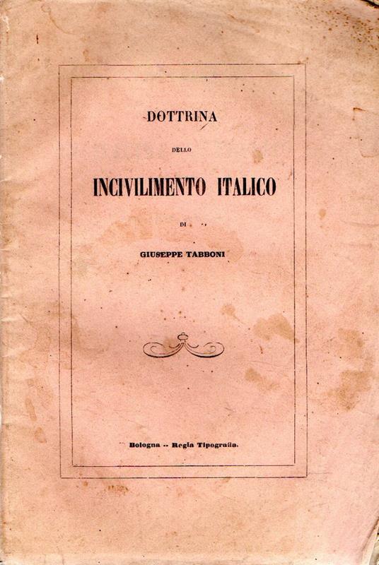 Dottrina dello incivilimento italico - copertina