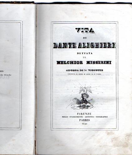 Vita di Dante Alighieri - Melchior Missirini - copertina