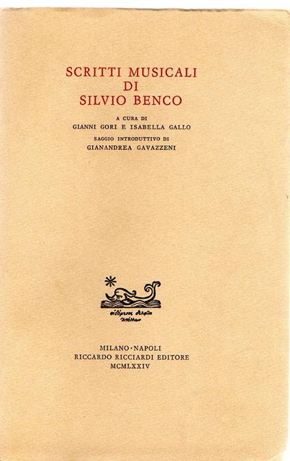 Scritti musicali - Silvio Benco - copertina