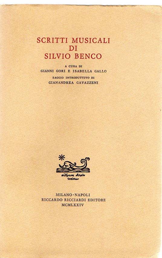 Scritti musicali - Silvio Benco - copertina