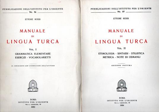 Manuale di Lingua Turca (2 vol.) - Ettore Rossi - copertina