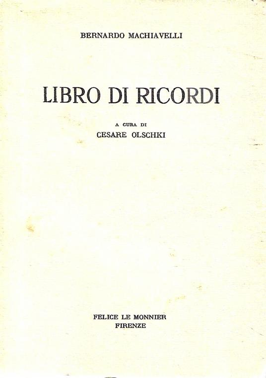 Libro di ricordi - Bernardo Machiavelli - copertina