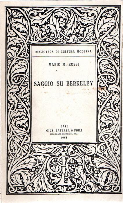 Saggio su Berkeley - Mario M. Rossi - copertina