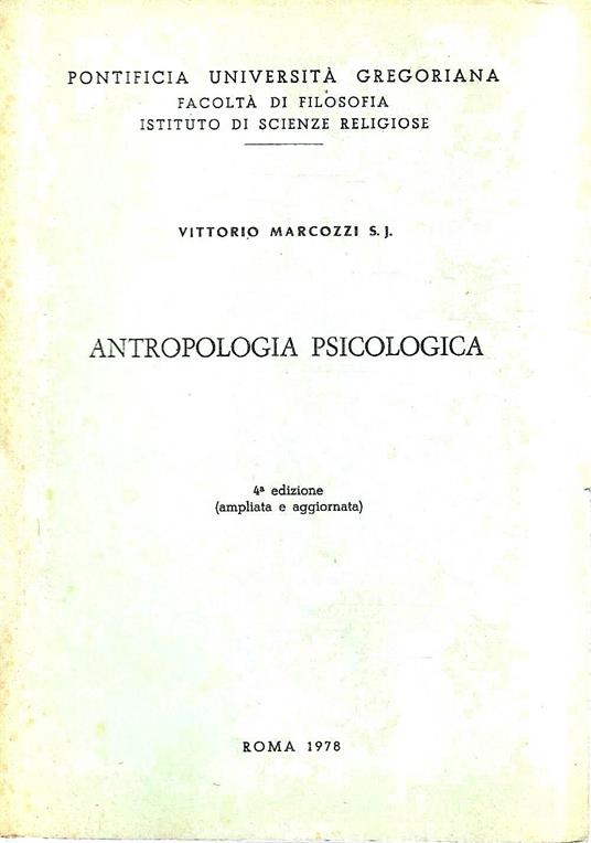 Antropologia psicologica - Vittorio Marcozzi - copertina