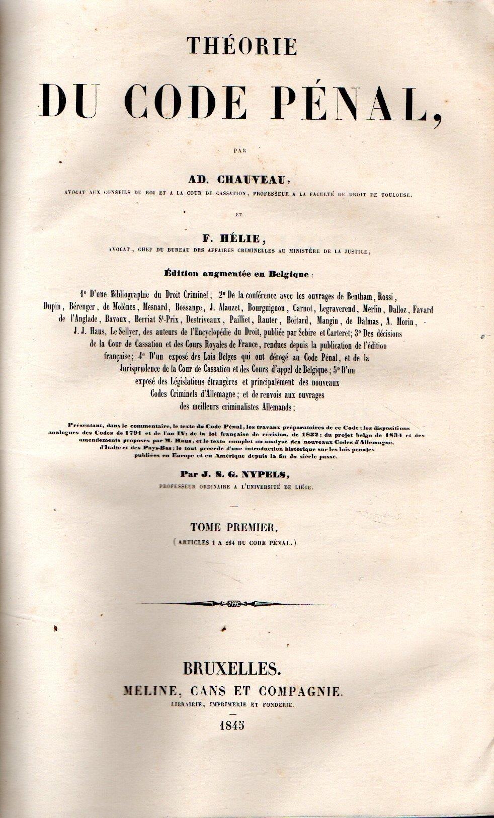 Theorie du code penal (3 vol.)