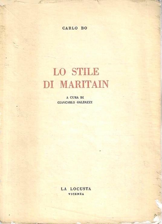 Lo stile di Maritain - Carlo Bo - copertina