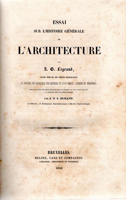 Essai sur l'histoire generale de L' Architecture - copertina