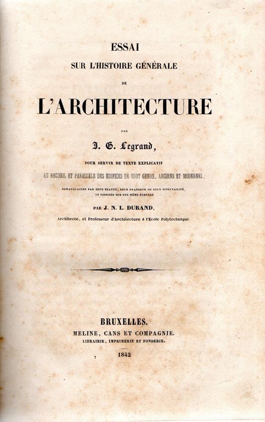 Essai sur l'histoire generale de L' Architecture - copertina