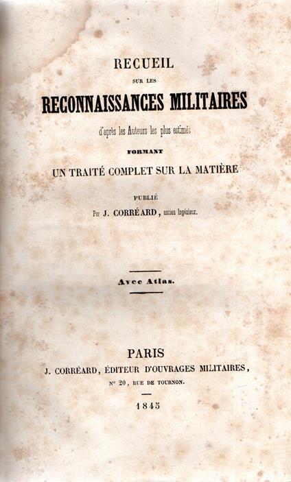 Recueil sur les Reconnaissances militaires d'apres les Auteurs les plus estimés formant un Traité complet sur la Matière - copertina