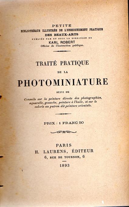 Traité Pratique de la Photominiature - Karl Robert - copertina