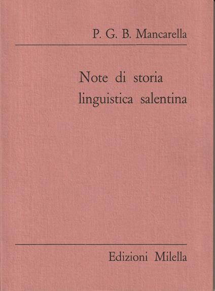 Note di storia linguistica salentina - copertina